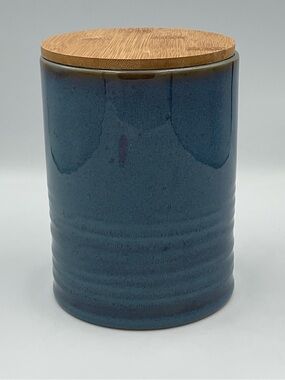 At Home Blue Speckled Stoneware Kitchen Canister with Lid